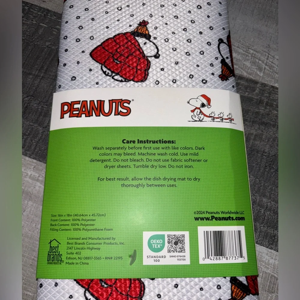 ❄️NEW Peanuts Snoopy Red White Dish Mat
